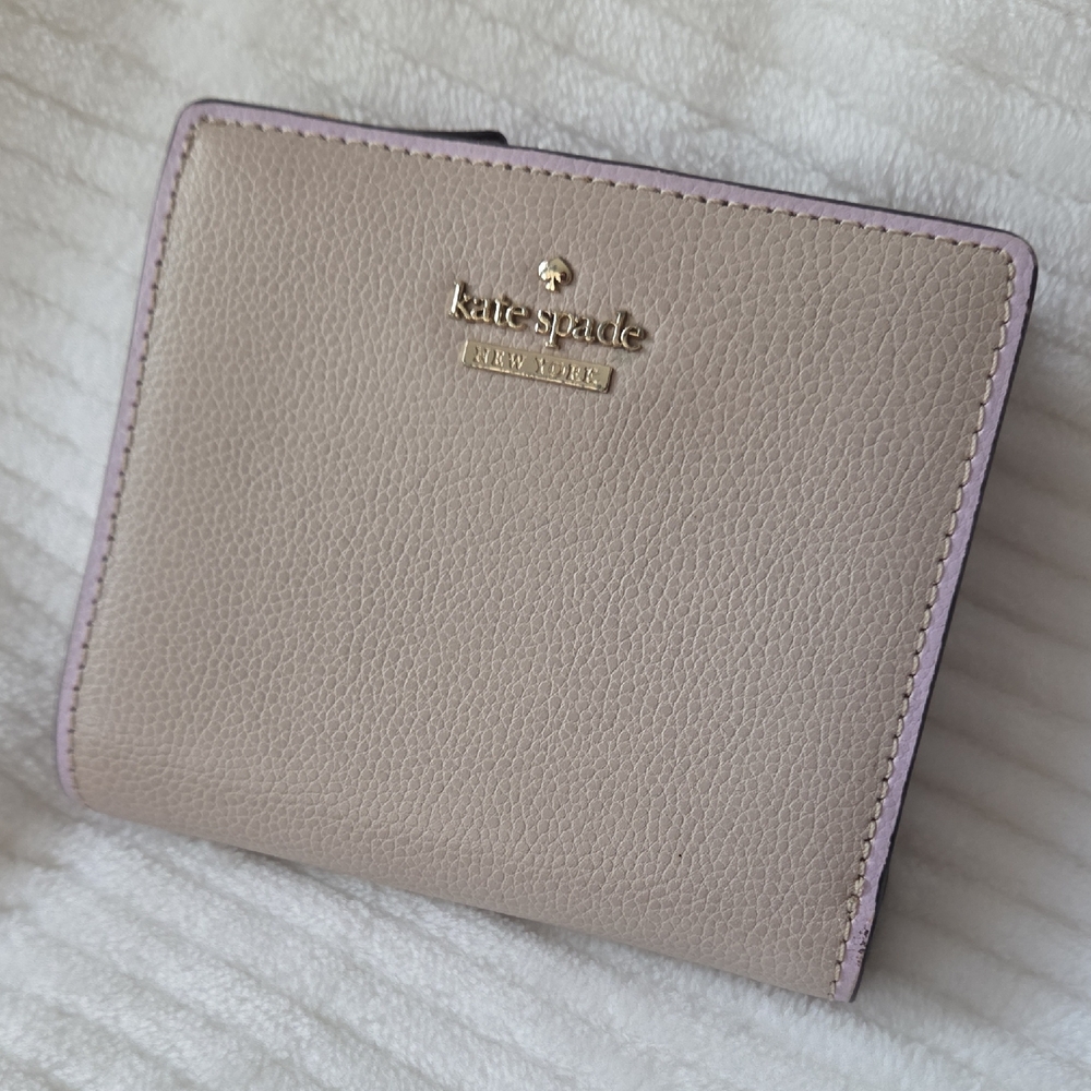 Kate Spade Taupe and Lavender Bi-fold Wallet
